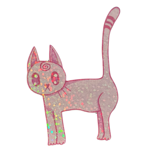 pink kitty holographic sticker