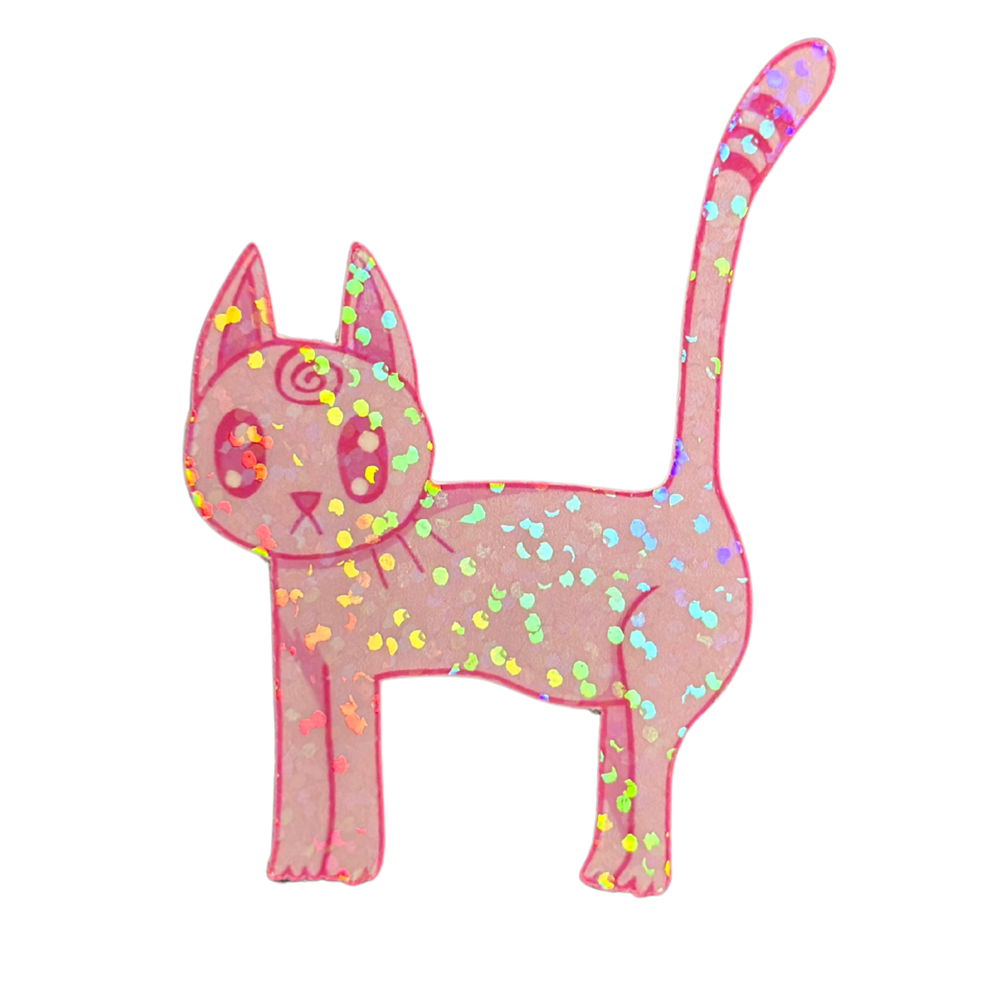 pink kitty holographic sticker