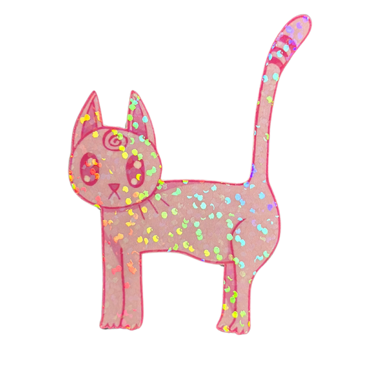 pink kitty holographic sticker