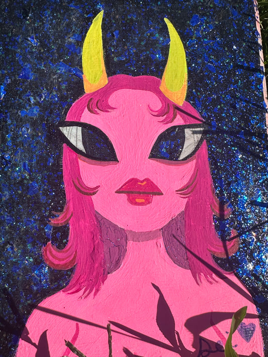 pink demon girl who feels very neutral about you <3