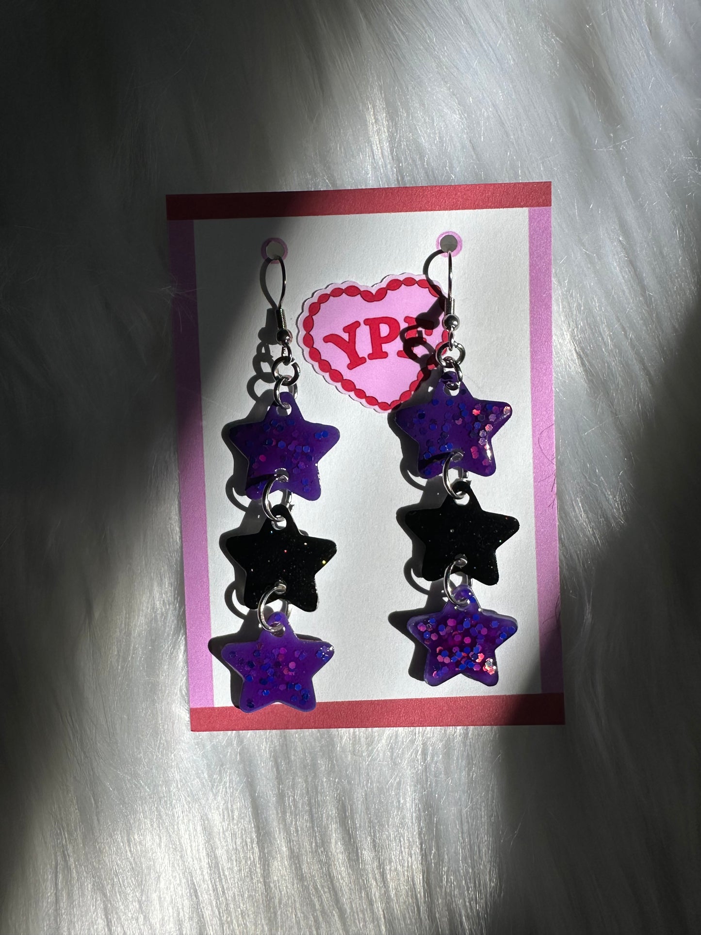 Purple and Black Star Earrings
