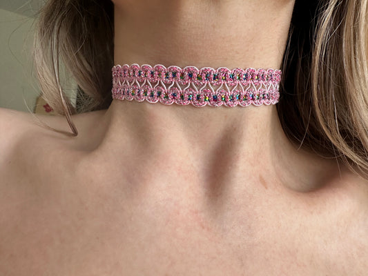 Pink Shiny Ribbon Necklace