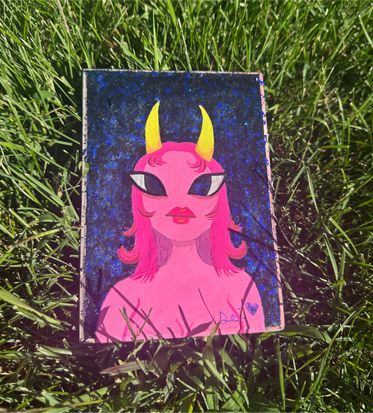 pink demon girl who feels very neutral about you <3