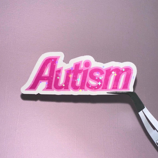 pink dolly autism sticker