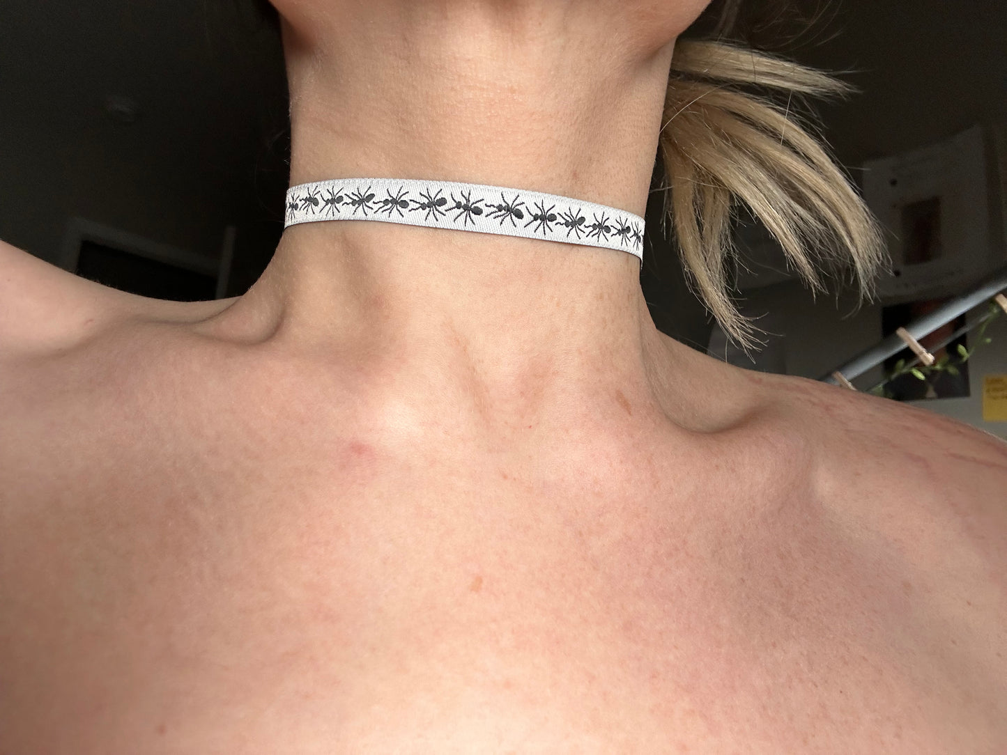 Ants! black and white choker