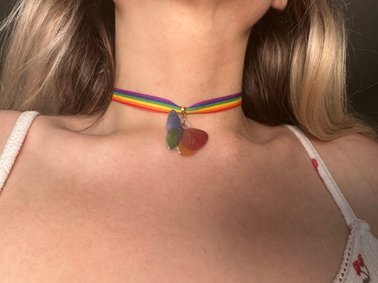 rainbow butterfly necklace :3