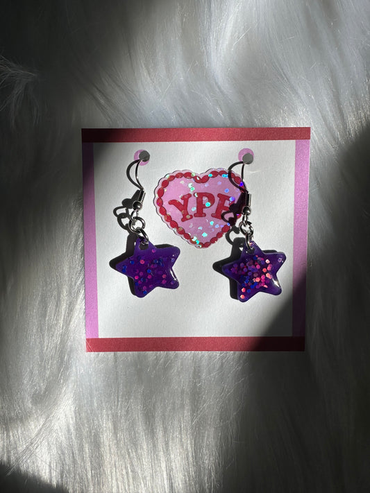 Black Orchid Star Earrings