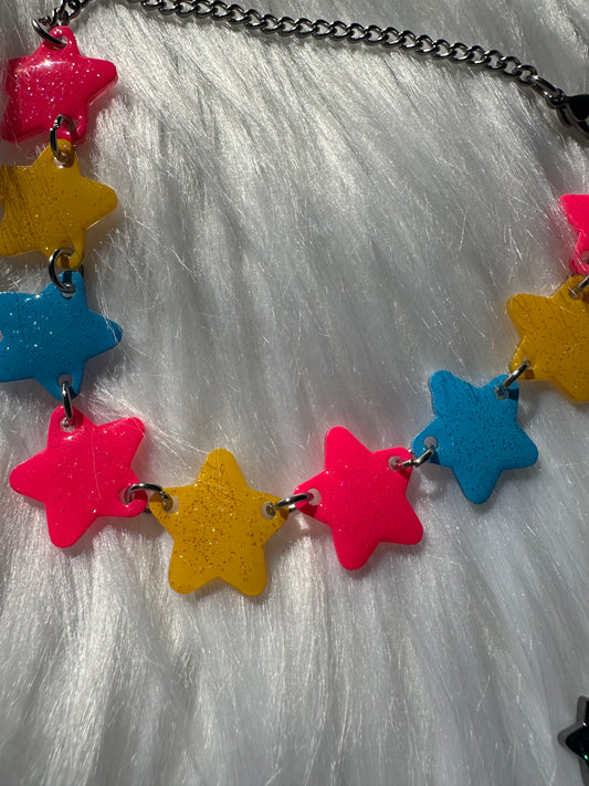 CMY colorful star choker necklace