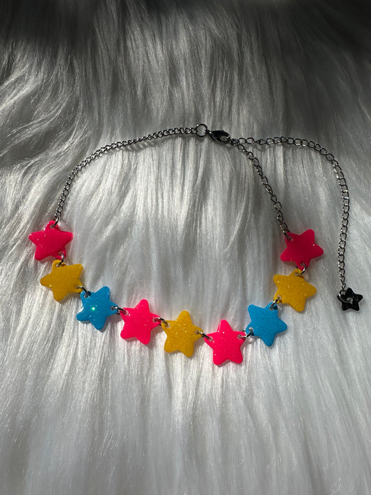 CMY colorful star choker necklace