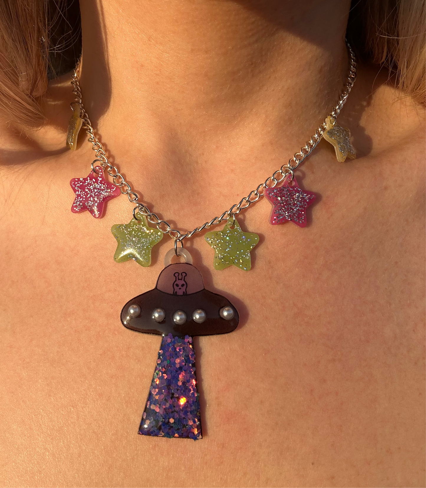 Cosmic Orchid UFO Necklace [DISCOUNT]