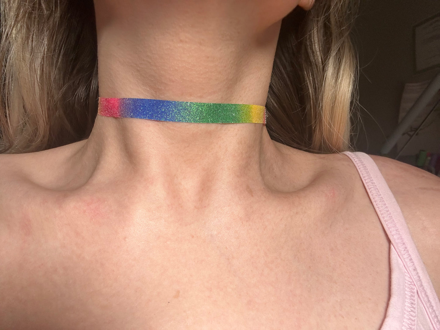 Glitter Rainbow Ribbon Necklace