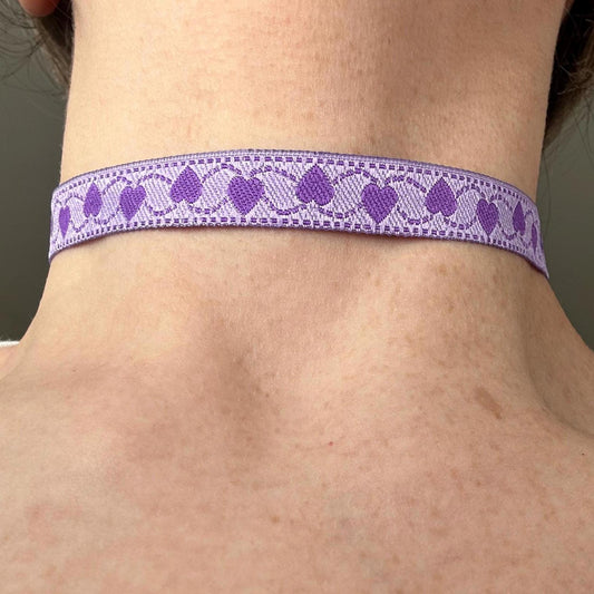 Purple Hearts Ribbon Choker